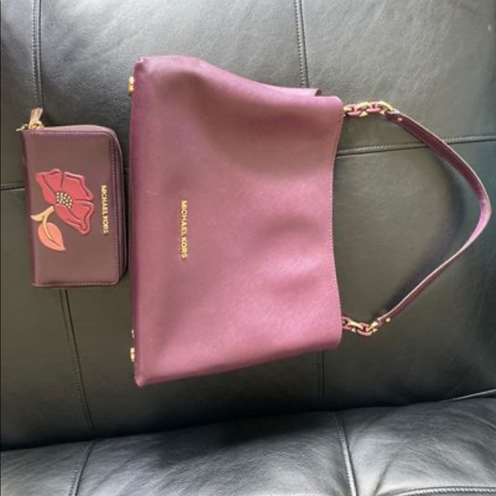 Purple Michael Kors Purse and Wallet Set